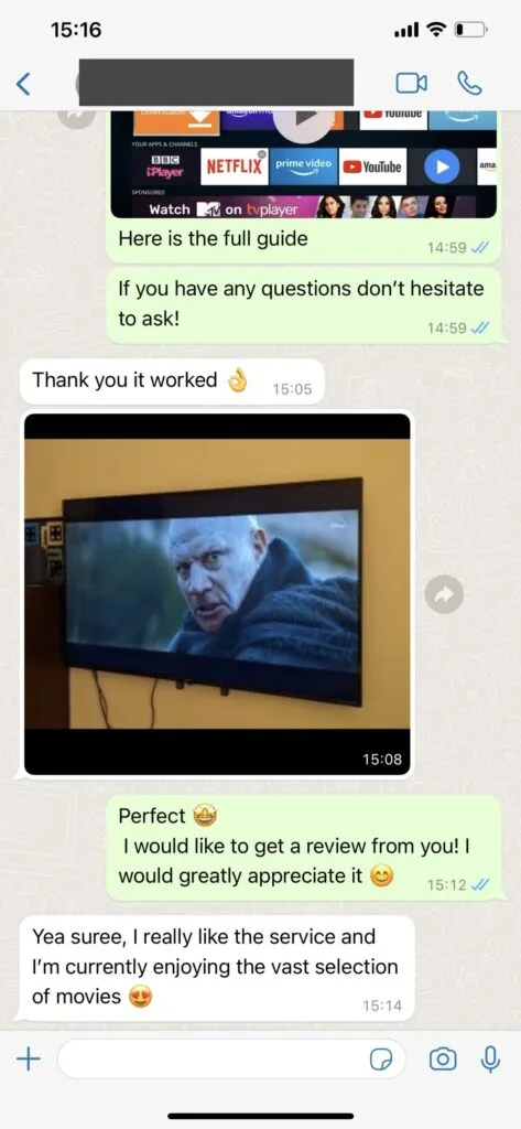 Example PioneerSTV WhatsApp support conversation 1